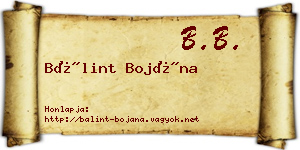 Bálint Bojána névjegykártya
